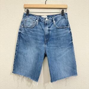 FRAME Cut Off Shorts Blue Del Amo High Rise Frayed Bermuda Grunge